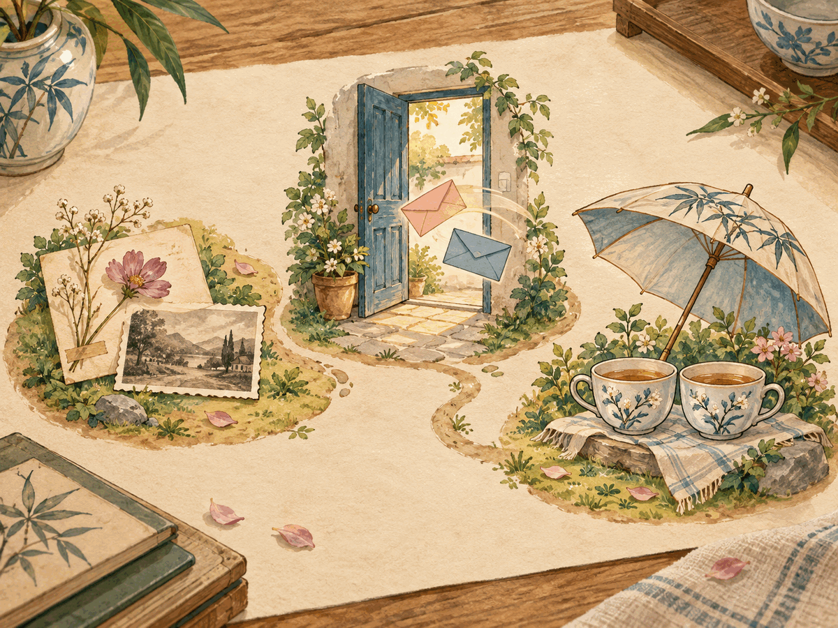 Three illustrated areas show an old family trace, present access, and a couple's alliance